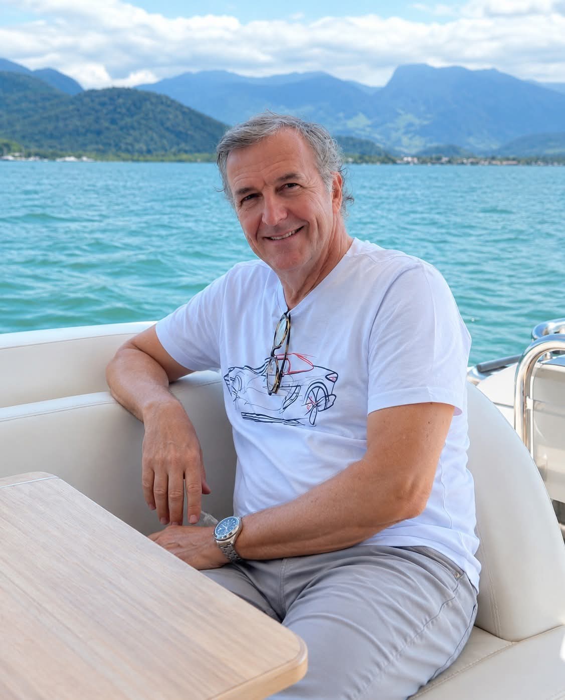 Client relaxing on yacht